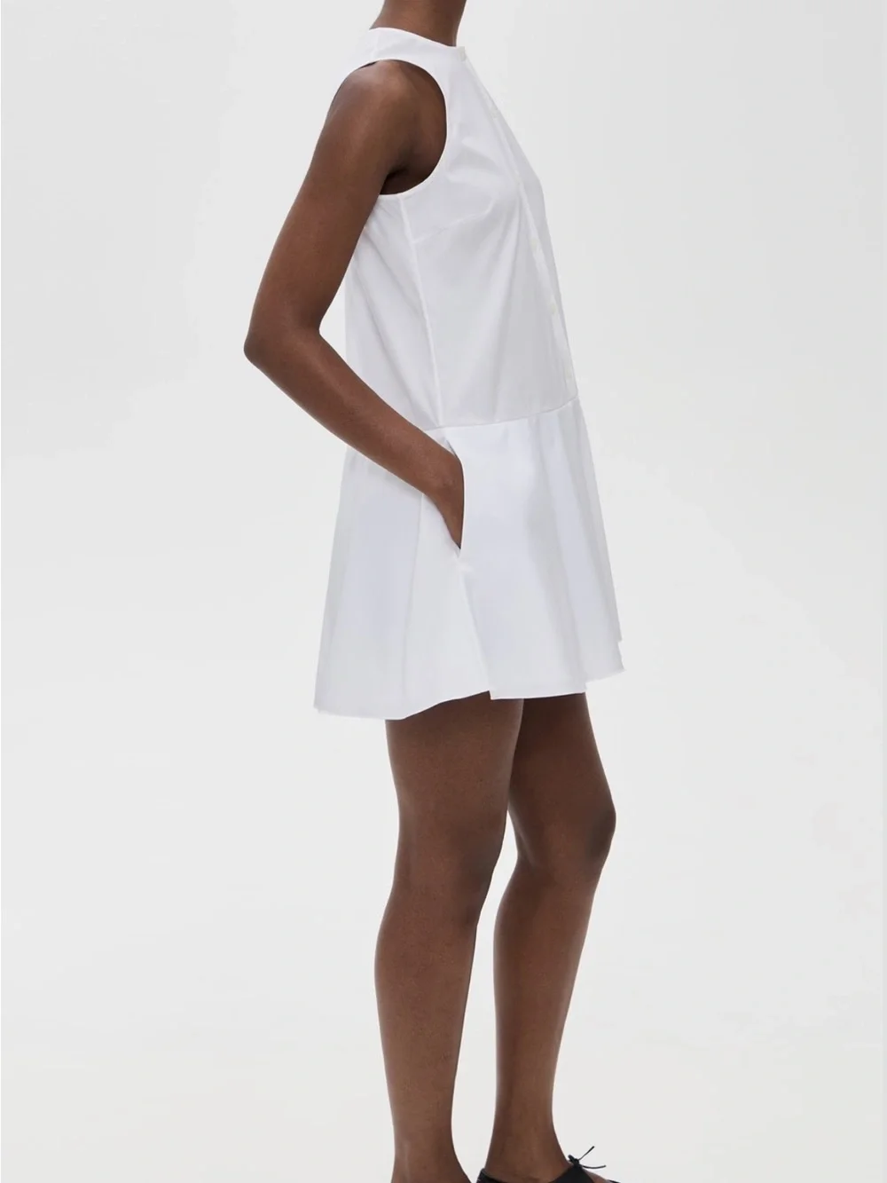 Theory White Sleeveless Button-Front Mini Dress